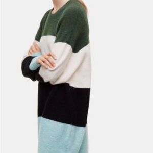 Wilfred Free Striped Midi Dress - Green, Cream, Black, Blue